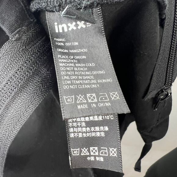 INXX Black Top Cotton Ribbed Crew Neck Graphic Front Double Zipper Size Medium M - Picture 8 of 9